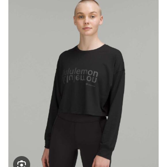 lululemon athletica Tops - lululemon muscle love long sleeve black size 14 graphic cropped